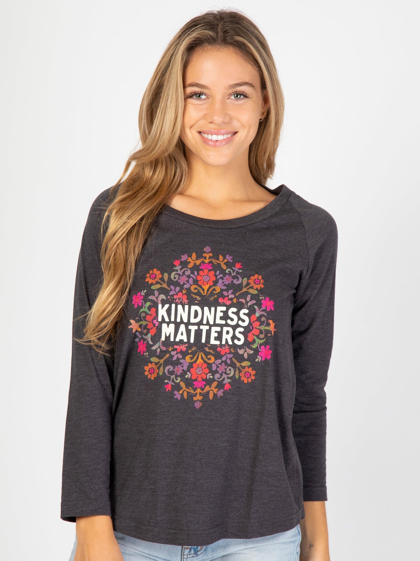 Long Sleeve Boho Cotton Tee Shirt - Kindness Matters