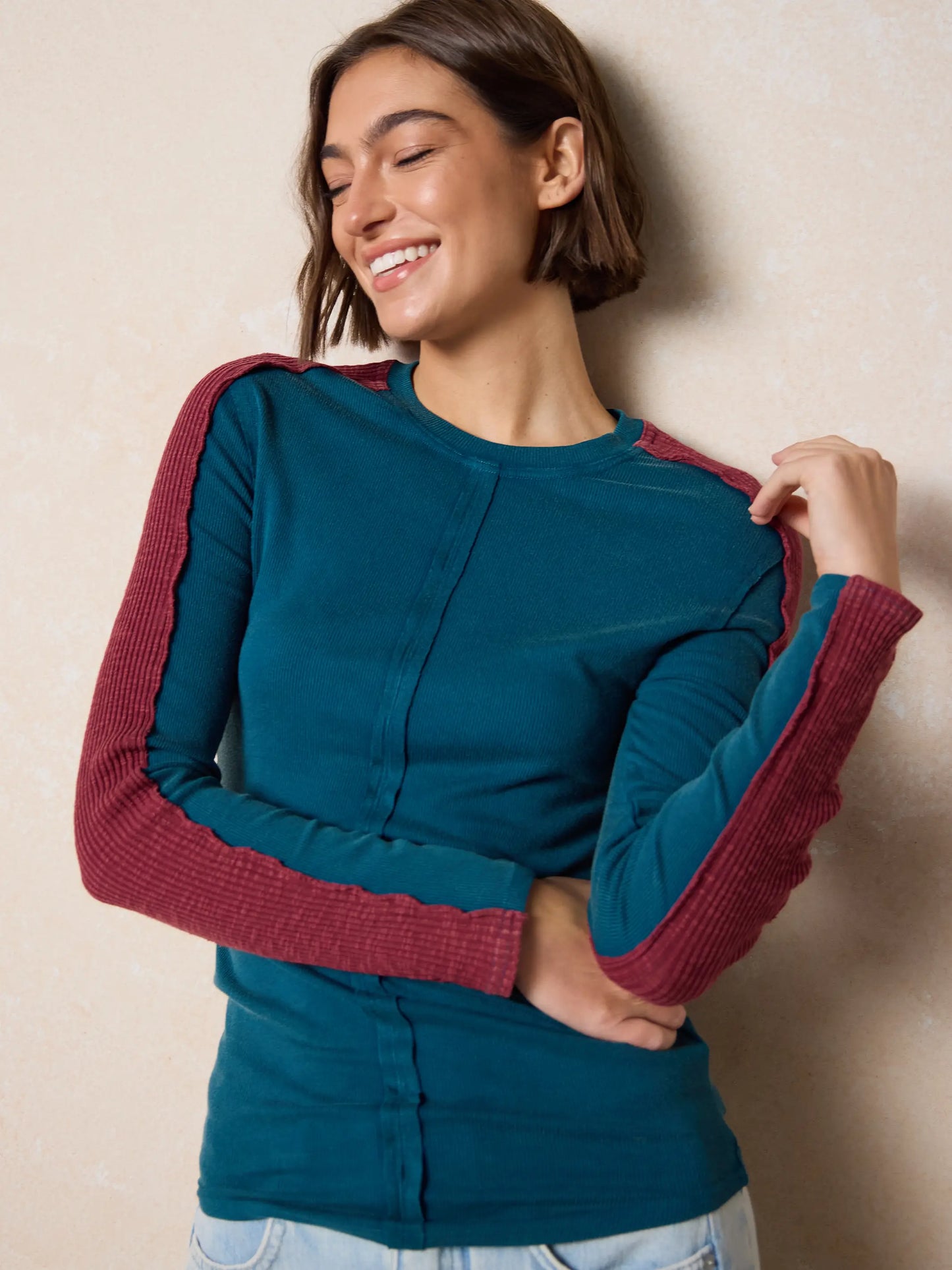 Austin Ribbed Knit Top - Teal