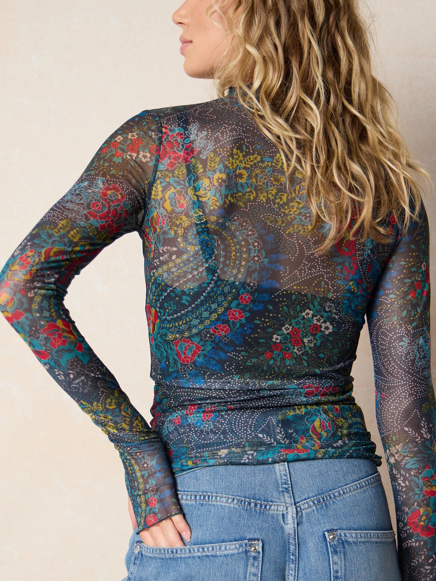 Maria Layering Top - Black Stippled Paisley