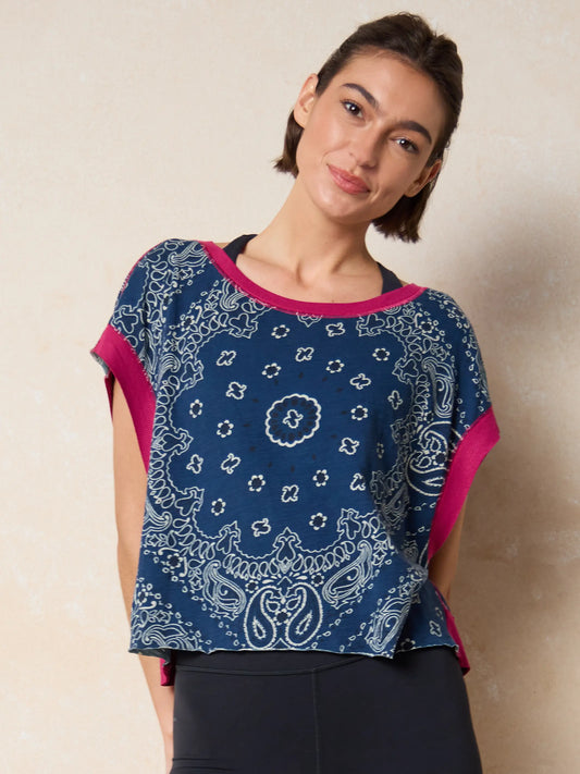 Cut It Out Cotton Tee - Indigo Bandana