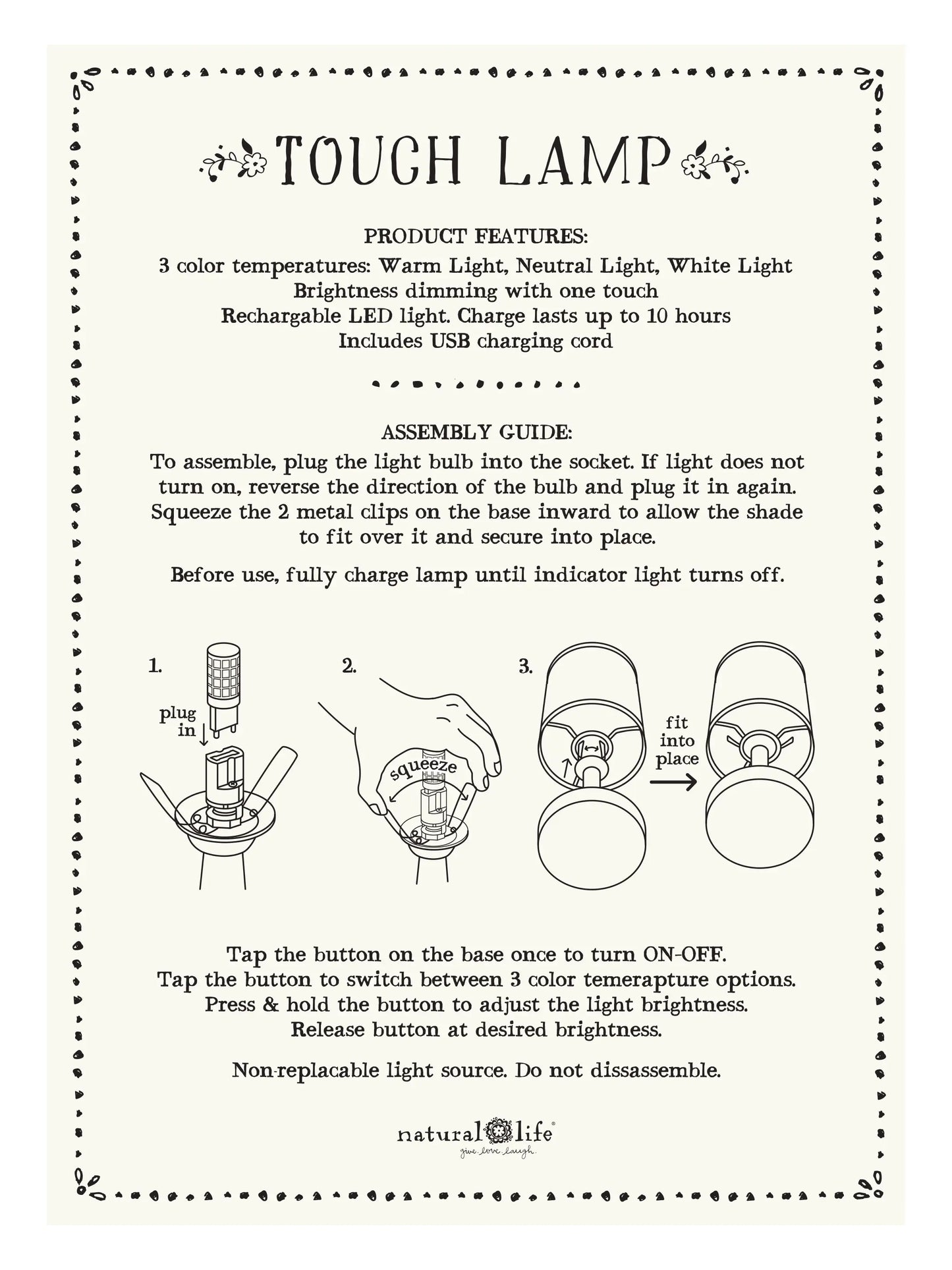 Touch Lamp - Rainbow Cream Floral