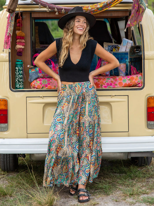 Hanna Convertible Maxi Skirt - Bright Paisley