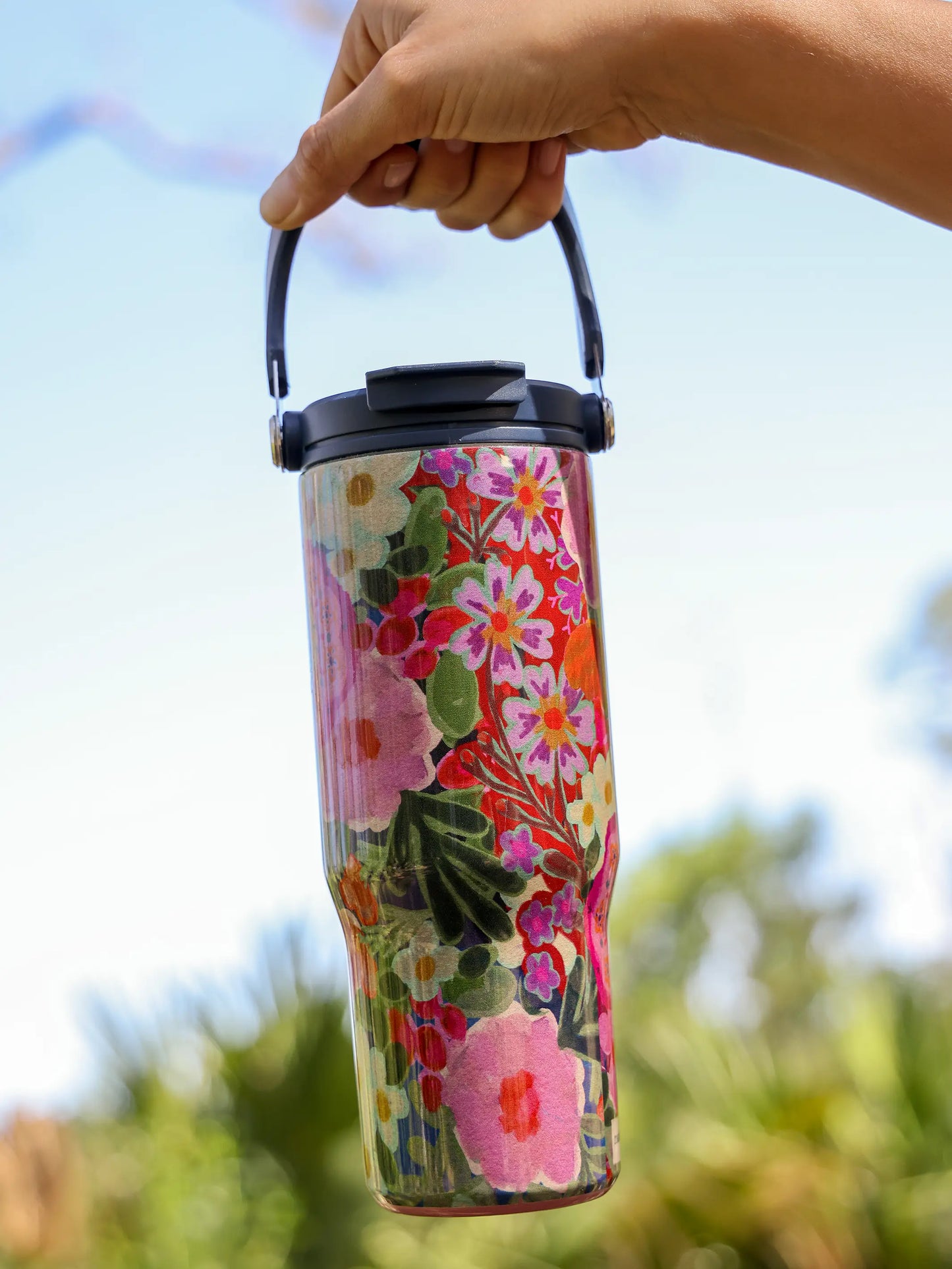 30oz Tumbler - Pink Painted Garden
