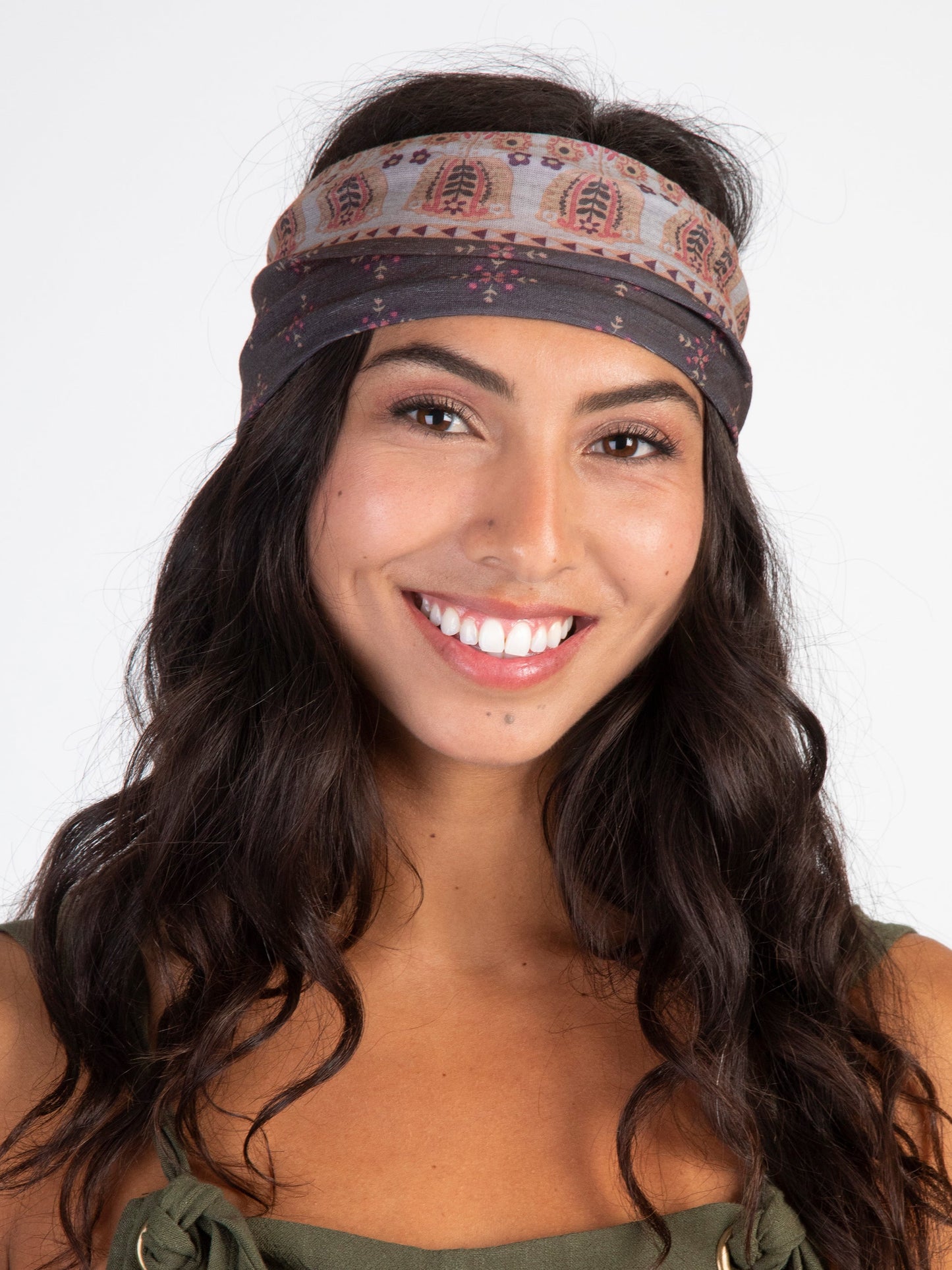 Half Boho Bandeau® Headband - Mocha Tulips