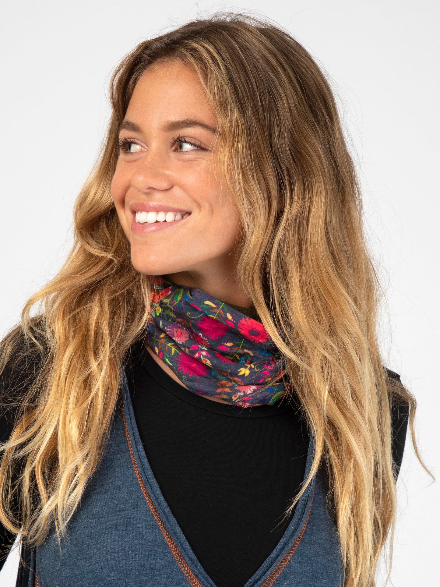 Fleece Boho Bandeau® Headband - Navy Wildflower